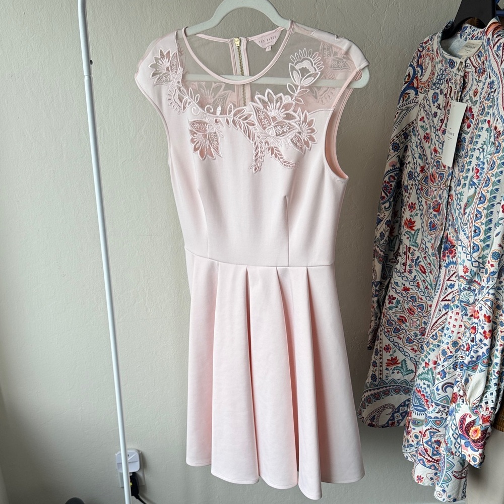 Ted Baker Pink Dress with Floral Embroidery